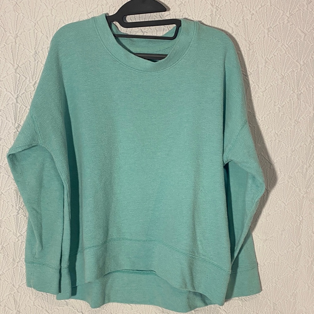 Aerie Mint Green Knit Sweater Cotton Blend Crew Neck Cozy Classic Comfy